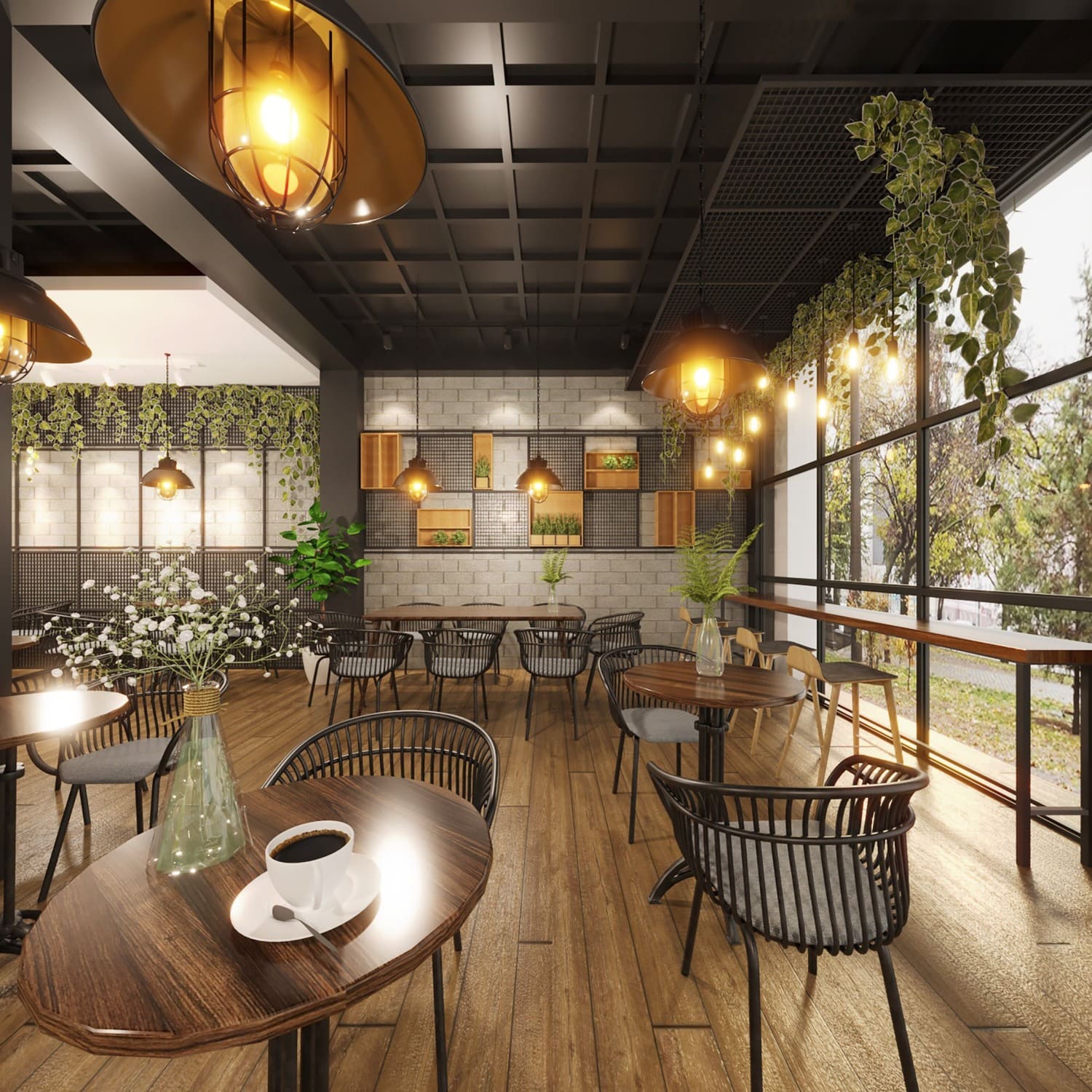 Thiết kế Coffee & Office xanh tạo không gian làm việc mở 9 du an thiet ke coffee office xanh 19