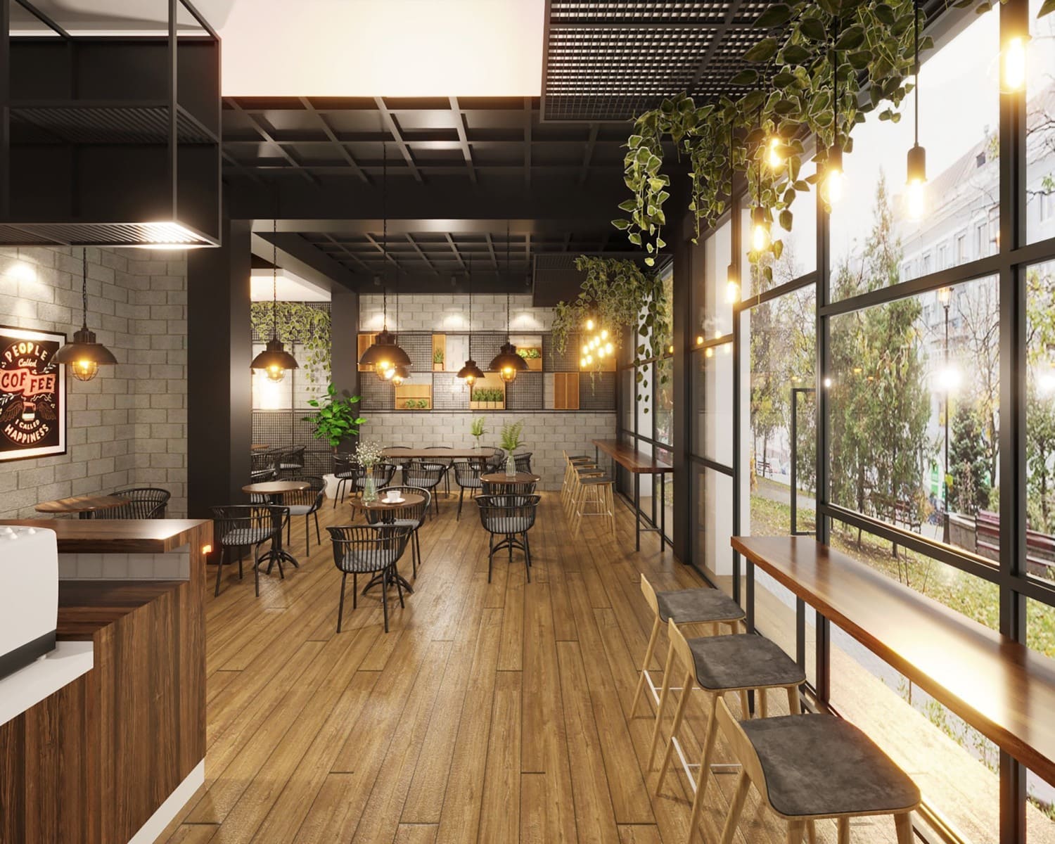 Thiết kế Coffee & Office xanh tạo không gian làm việc mở 7 du an thiet ke coffee office xanh 21